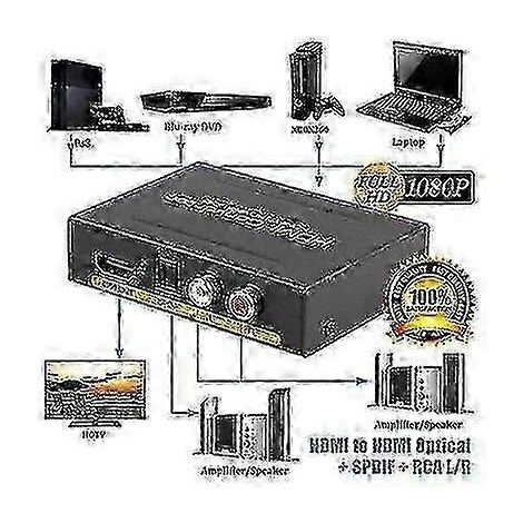 Extracteur audio 25-26, HDMI vers HDMI, avec sortie analogique stéréo optique et RCA (G/D) (1/5)