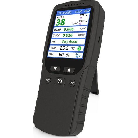 Moniteur de qualité de l'air – détecteur de formaldéhyde – rechargeable – détection précise.