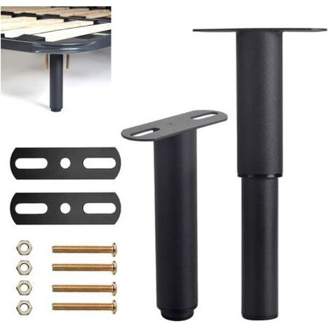 Pieds De Meuble - Réglable 18-34 Cm - Métal Noir - Pour Lit Canapé Table Armoire - 2 Pièces (1/5)