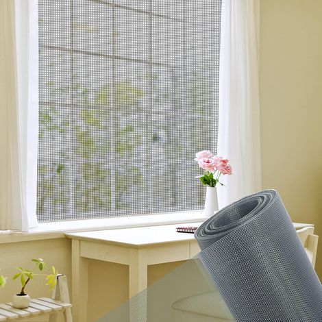 Moustiquaire en fibre de verre pour portes et fenêtres 150 x 180 cm, à découper sur mesure. Moustiquaire de remplacement pour fenêtre de chat   Gris