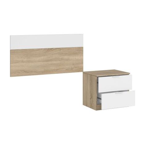 KIT TESTIERA LETTO SING+COMODINO ROVERE ARTIK/BIANCO (1/10)