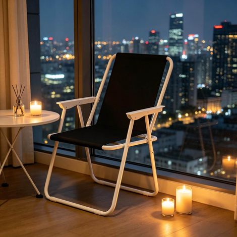 Stuhl Sessel klappbar Camping Eisen schwarz HAVRYA (1/4)