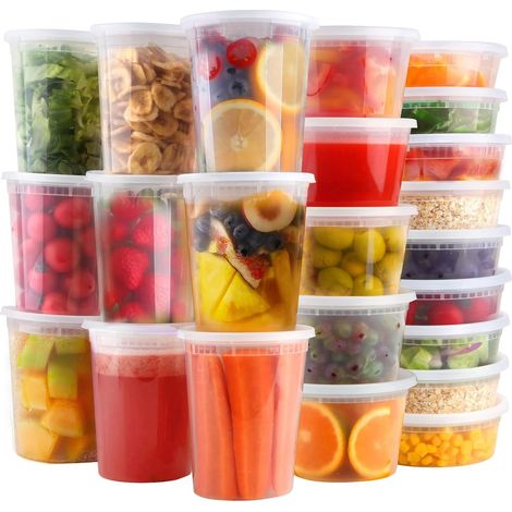 Boîte Alimentaire Plastique 48 pièces (32Oz/16Oz/8Oz) Boîte Hermétique Alimentaire – Boîte Congélation Alimentaire pour micro-ondes (1/5)