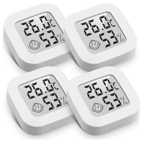 Mini Hochpräzises Digitales Innen-Thermometer-Hygrometer, Temperatur- und Feuchtigkeitsmonitor, Thermo-Hygrometer Komfortstufenanzeige (4,3 cm, weiß, 4) (1/4)