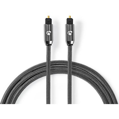 Cable de audio optico toslink hombre toslink hombre 200 metros redondo algodon gris con metal carton con ventana cubierta