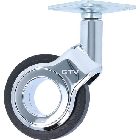 Möbelrolle Chrom glänzend bodenschonend Lenkrolle Laufrolle Schwarz Ø 60mm