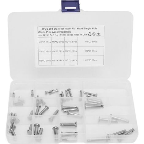 Jeffergarden Kit d'assortiment de broches rondes en forme de T à tête plate, 12 tailles, en acier inoxydable, à trou unique, pour voiture, 44 pièces (1/5)