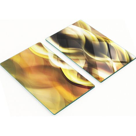 Tablas decorativas de cristal para cortar y servir, color dorado claro, 2x30x52 cm.