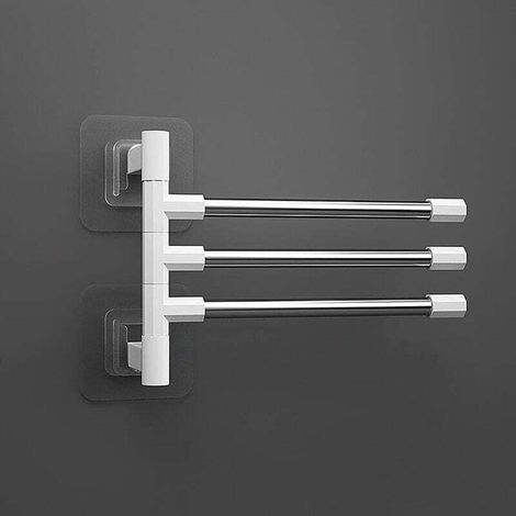 Porte-Serviettes Pivotant à Ventouses Support Mural pour Serviettes de Salle de Bain, avec 2/3/4/5/6/7/8 Barres 180° Pivotantes Towel Rack Tower Hanger (C-3, 31.5x11.7x26cm)