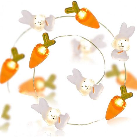 Guirlande Led Carotte - 2 M - 20 Ampoules - Fonctionne Sur Piles - Décoration Intérieure Pour Fêtes De Printemps Et Pâques - 1 Pièce (1/5)