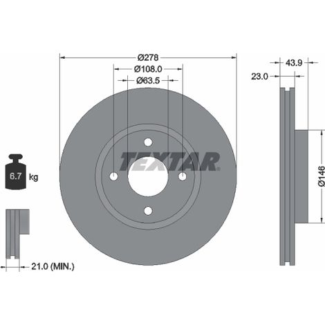 Lot de 2 Disques de frein Textar 92252403 FORD 1751584 1833857 1833867 AY1Z1125A