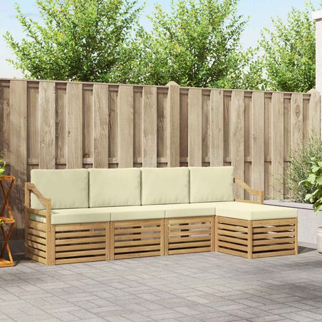 vidaXL Outdoor-Sofagarnitur 5 pcs Weiß und Creme 245 x 122,5 x 73 cm (1/5)