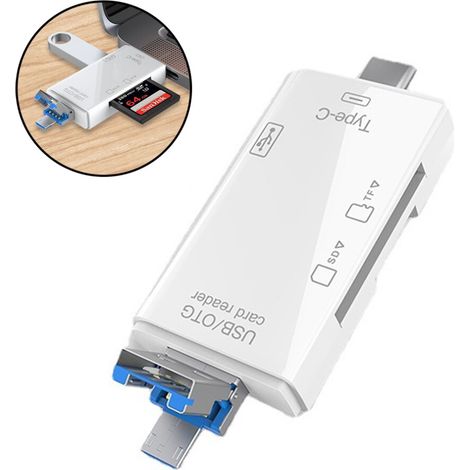 Adattatore lettore di schede per smartphone e laptop, plug and play, compatibile con dispositivi USB 3.1 Type-C, lettore di schede multifunzione, espande facilmente lo spazio di archiviazione e i dati