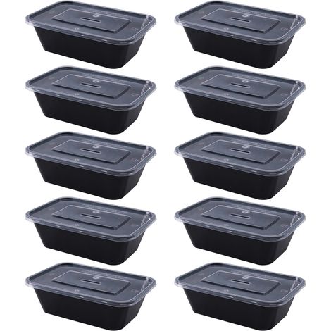 Lot de 10 boîtes de conservation réutilisables avec couvercles, sans BPA, compatibles micro-ondes, lave-vaisselle et congélateur, em (1/5)