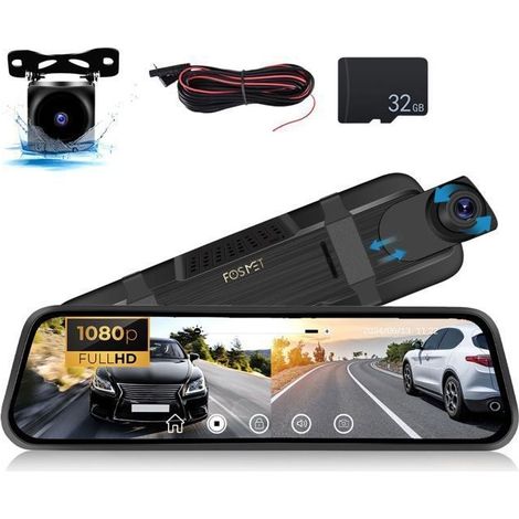 (Noir) 10'" Caméra de Voiture Écran Tactile avec TF Carte 32G, 1080P HD Dashcam, Système de nement, Grand Angle 170° Capteur (1/5)