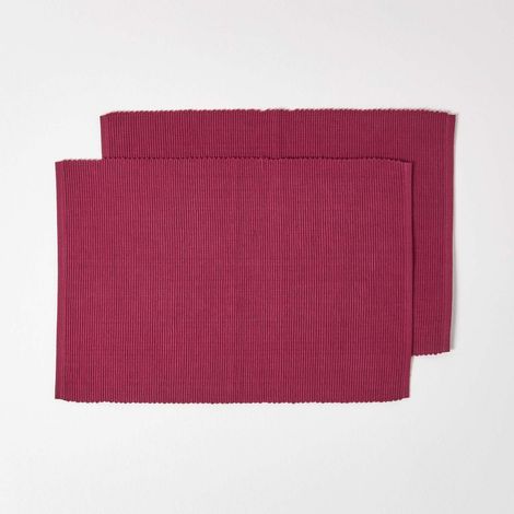 HOMESCAPES Tischset weinrot im 2er-Set – 100% Baumwolle, 33x50 cm (1/5)