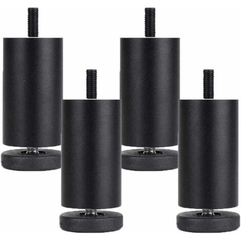 Pair Stück verstellbare Möbelfüße, Möbelfüße aus Aluminiumlegierung, runde Metallmöbelfüße für Tische, Sofas und Betten, Schwarz (10 cm)