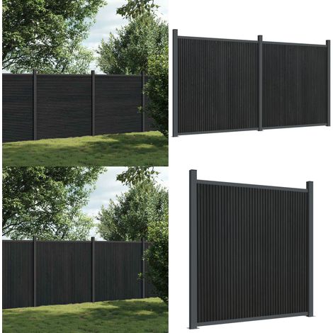 Panneau de clôture gris 353x186 cm WPC - Clôture De Jardin - Clôture Résidentielle - Clôture Composite - Clôture WPC - Barrière De Jardin - Home & Living