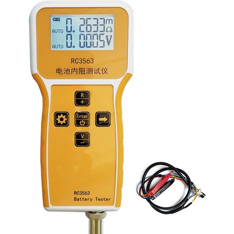 Probador portátil de voltaje y resistencia internos RC3563, 200 Ω 100 V, pantalla de 3 dígitos, alta precisión, detector de baterías de litio-plomo-ácido de CA de cuatro hilos