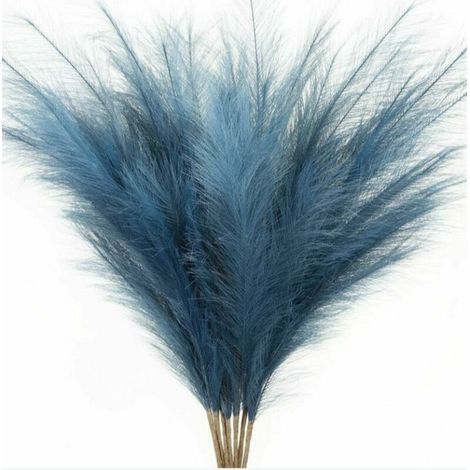 FT Artificielle Pampas Herbe Grand Fluffy Faux Scirpe Roseau pour Vase Remplisseur Salon Cuisine Boho Décor 10-Pcs 2 Bleu (1/5)