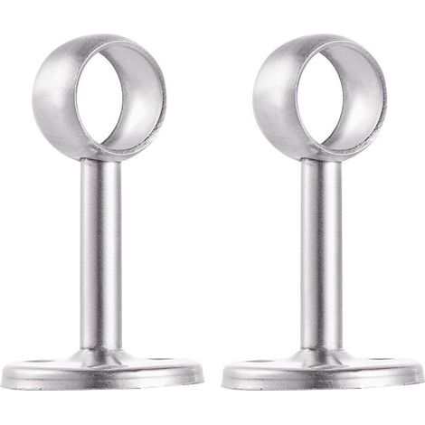 Lot de 2 supports avec tube pour penderie en acier inoxydable, Dia 19mm (1/5)
