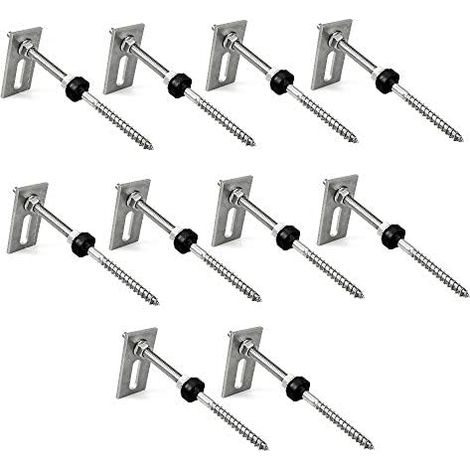 Vis double filet inox M10×200 pour montage solaire (10 pièces) (1/5)