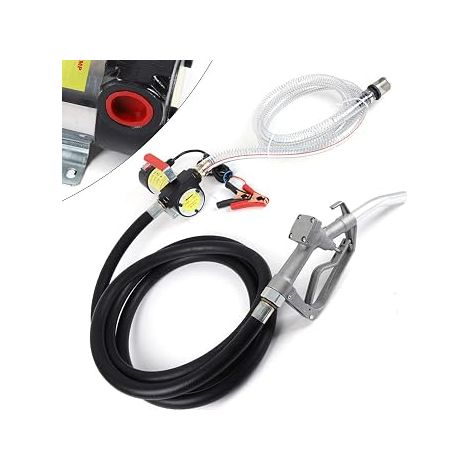 Pompe a Gasoil 12V 175W Pompe Gasoil Electrique Pompe à Carburant Auto-Amorçante Pompe Diesel 50l/min Pompe à Huile avec pistolet (tuyau de vidange en caoutchouc) (1/5)