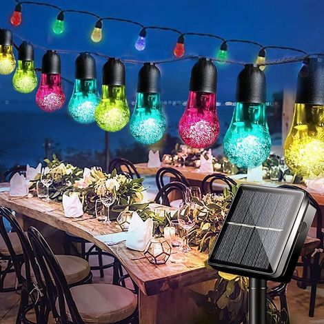 Solar Garden String Lights 7.6m/30 Solar Bulbs Waterproof 8 Modes Crystal Decorative Lighting for Garden, Fence, Christmas Party, Patio, Multicolor (1/5)
