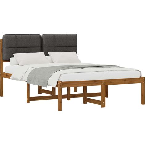 Bed Frame with Upholstered Headboard Natural and Dark Grey vidaXL (1/5)