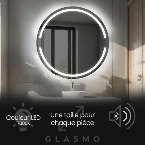 Moderne Miroir avec LED Illumination Salle de Bain 65 cm Eden - Rond sur Mesure LED Lumineux Miroir avec Éclairage intégré - Blanc Froid 7000 K avec Haut Parleur (1/5)