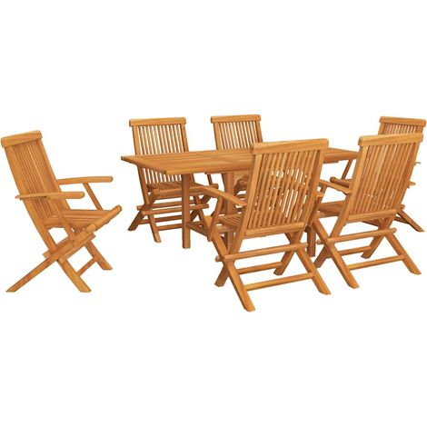 Maison Exclusive - Juego de comedor para jardín 7 piezas madera m (1/5)