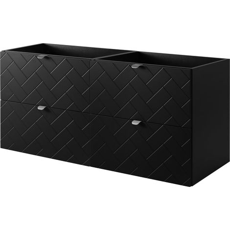 Mobile da bagno, Nero Opaco, 120 x 57 x 46 cm, Maniglie Argento (1/5)