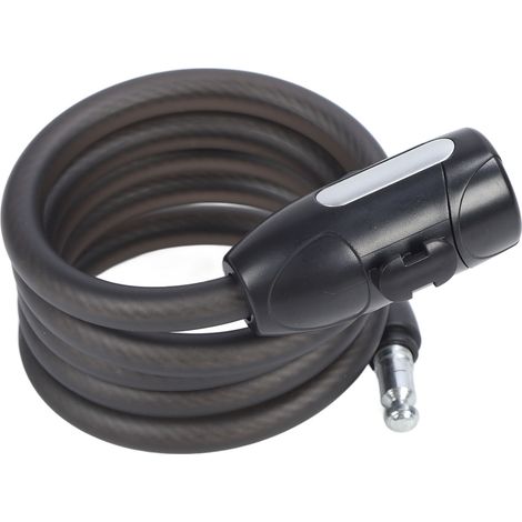 Câble antivol vélo renforcé acier 1,5 m noir avec support mural et 2 clés