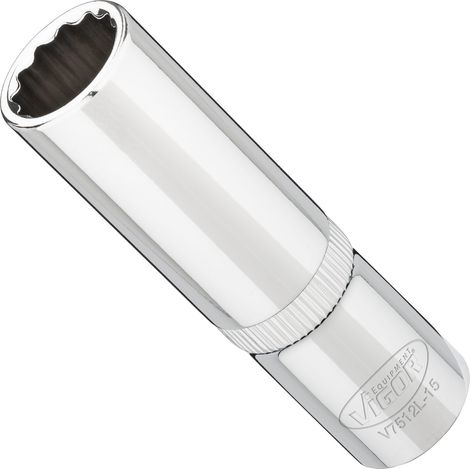 VIGOR Steckschlüsseleinsatz, lang, 1/2 (12,5 mm) Vierkant hohl, Außen Doppelsechskant Profil, SW 15 mm (1/3)