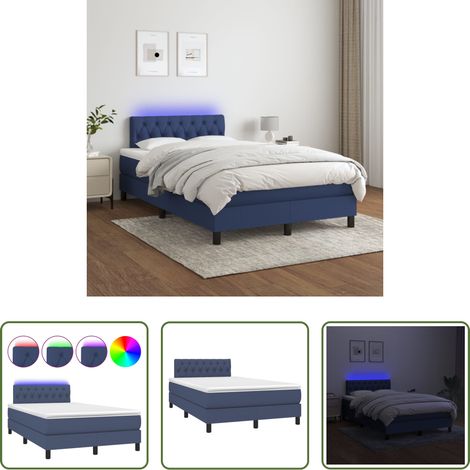 Sommier tapissier - Sommier à lattes de lit avec matelas LED Bleu 120x200 cm Tissu (1/5)