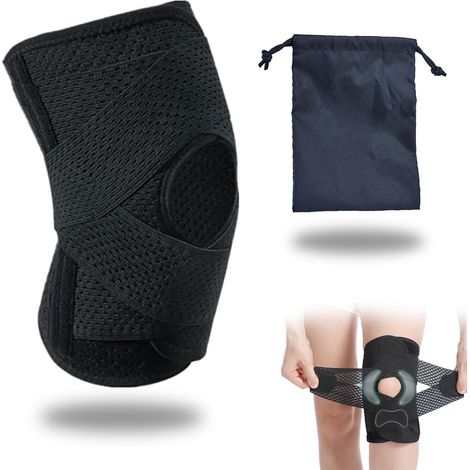 Meniskus- und Bänder-Kniebandage – Knieschoner, Meniskus-Kniebandage, Sport mit seitlichen Stabilisatoren, ideal für Laufen, Fitness und Meniskusverletzungen (XXL 150–170 g) (1/5)