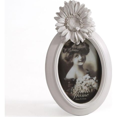 Porta foto ovale piccolo bianco girasole, 14,5x24 cm (kit da 5)