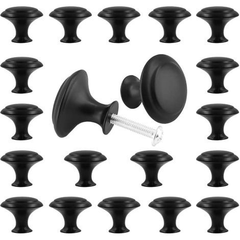 20 round cabinet knobs, 2.9 cm matte black drawer knobs and handles, modern dressing table knobs suitable for wardrobes, cabinets, and doors. (1/5)
