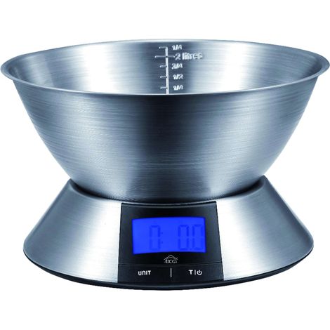 Dcg BILANCIA DA CUCINA ELETTRONICA CON CORPO E CIOTOLA IN ACCIAIO INOX Portata kg. 5