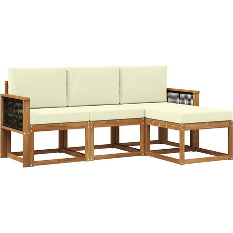 Outdoor Sofa Set with Cushion 4 pcs Natural and Cream vidaXL (1/5)