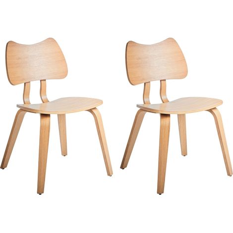 Lot de 2 Chaises de Salle à Manger en Bois d'Hévéa avec Cadre Meuble de Cuisine Marron Clair Diana
