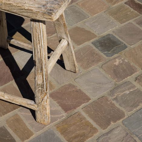 Pavé Grès Kandla Multicolore 14x14x3-5 cm (vendu au m² - 45 pavés/m²) - RO'MA NATURE