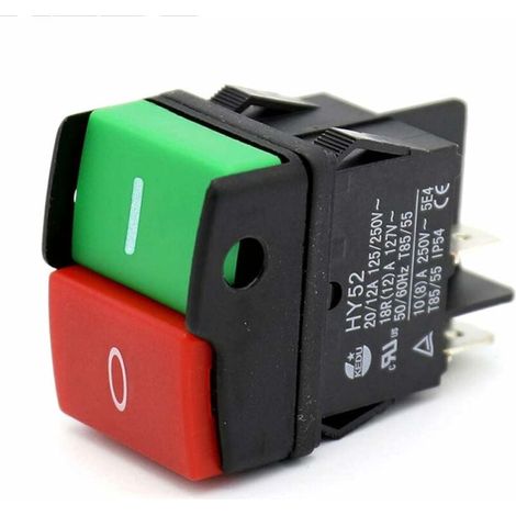Interrupteur Marche Arrêt - Étanche Et Anti-poussière - 125/250 V CA - Coupure Bipolaire - Avec Témoin Lumineux - Pour Machines À Outils Et Matériel De Jardin - 1 Pièce (1/5)