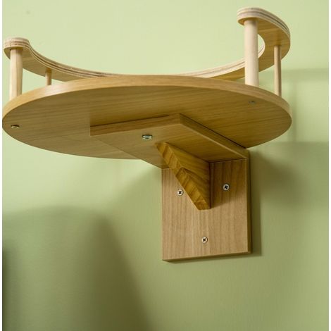 Wandliege pour chat 34x34x10,5 cm en bois et tissu peluche, gain de place, murale FloraGrace (1/5)