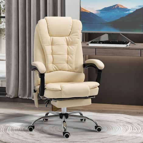 Ergonomischer Bürostuhl mit höhenverstellbarem Sitz und 6-Punkt-Massagefunktion, 65 x 160 x 104 cm, cremefarben (1/5)