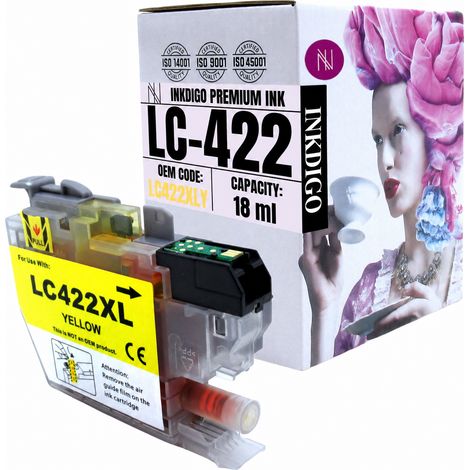Inchiostro Inkdigo LC422XLY compatibile con Brother MFC-J5340DW e MFC-J6540DW, certificato TÜV. (1/5)