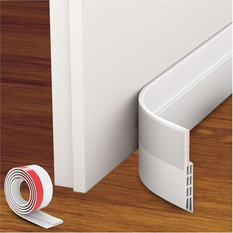 Paraspifferi e guarnizione per porta - NUOVO fondo porta isolato (rapido da installare), ideale per isolare da freddo, rumore e umidità (1 bianco)