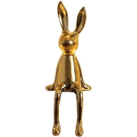 Statues de lapins en céramique, artisanat moderne nordique brillant, or -- (1/5)