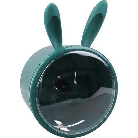 Porte-papier toilette lapin vert mignon, en plastique, mural, distributeur de papier toilette transparent pour salle de bain et cuisine (1/5)