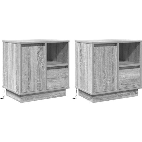 Lot de 2 Cabinet de chevet,Table de chevet,Table de nuit avec tiroir Gris 50 x 34.5 x 50 cm. CFW950421 (1/5)